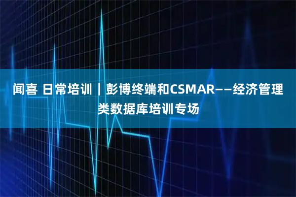 闻喜 日常培训｜彭博终端和CSMAR——经济管理类数据库培训专场