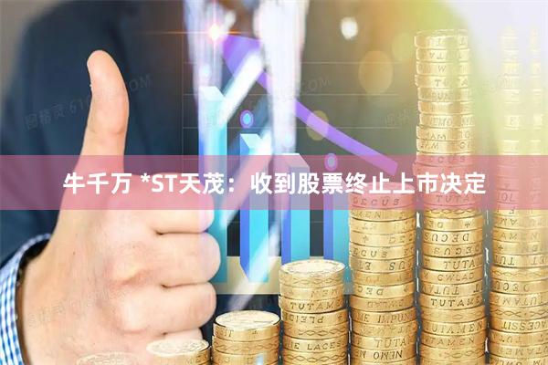 牛千万 *ST天茂：收到股票终止上市决定