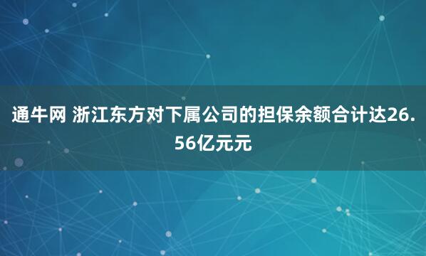 通牛网 浙江东方对下属公司的担保余额合计达26.56亿元元