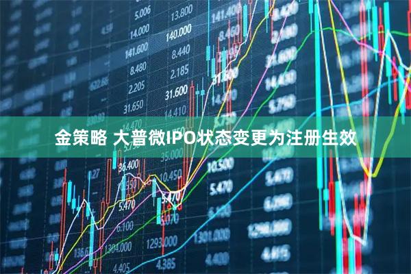 金策略 大普微IPO状态变更为注册生效